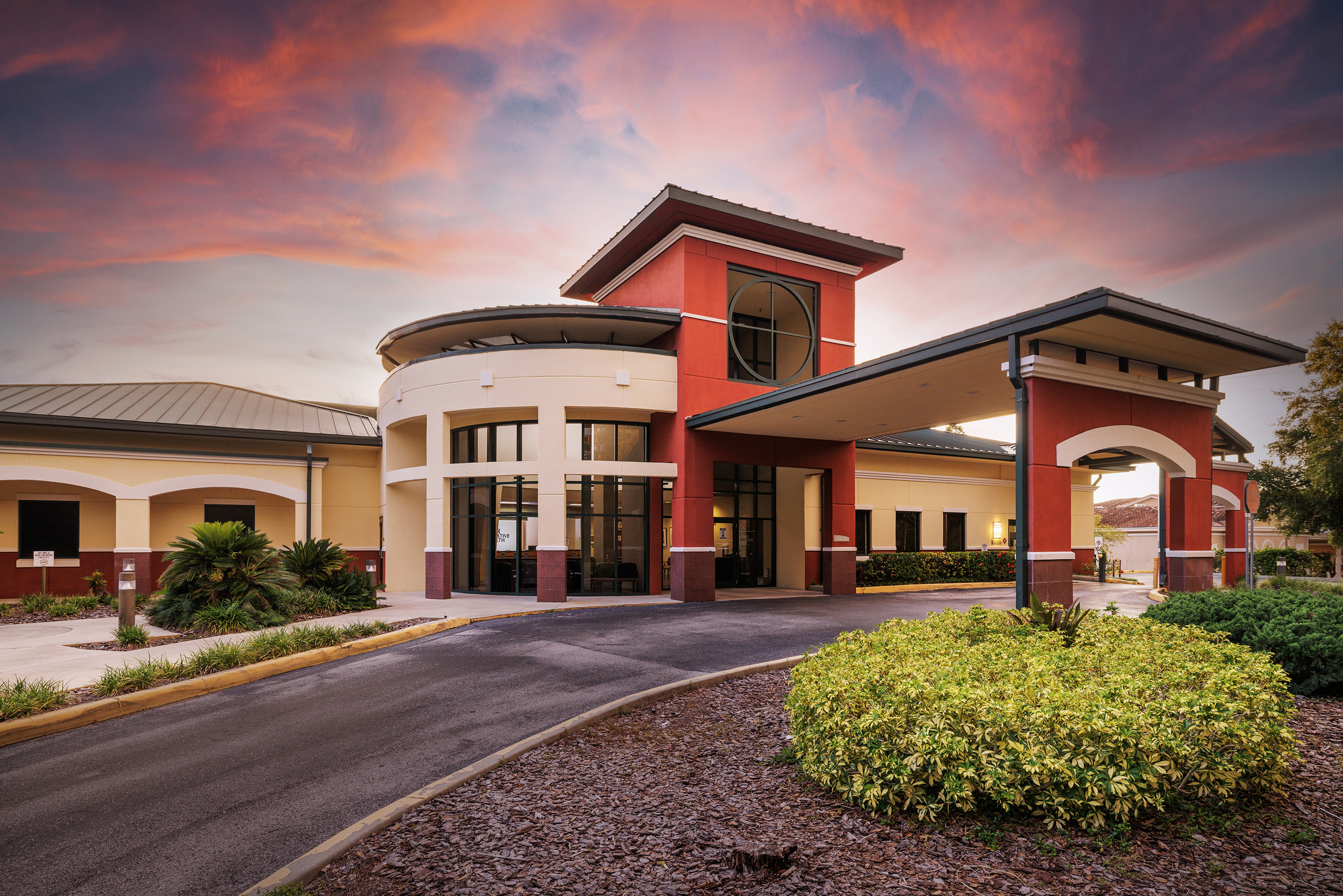 Exterior of Center for Digestive Health building shot at dusk